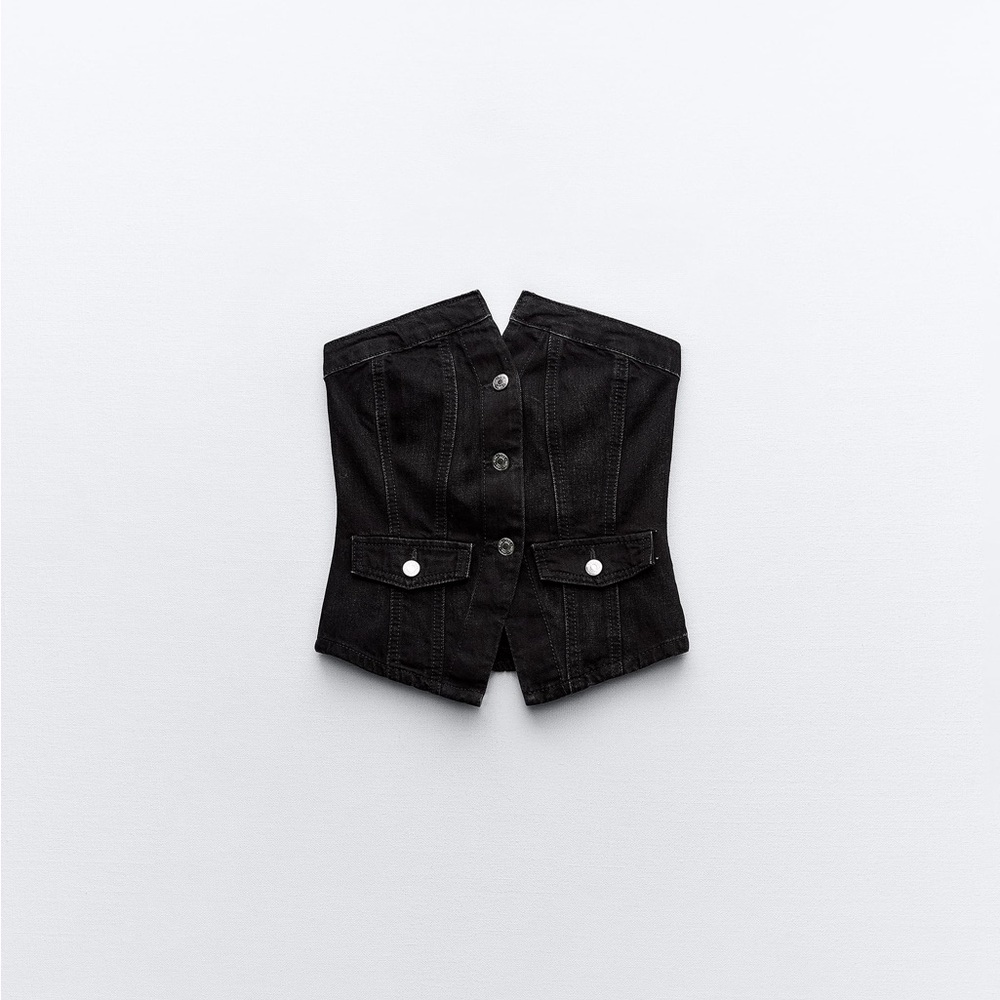 Zara Fitted Strapless Denim Top